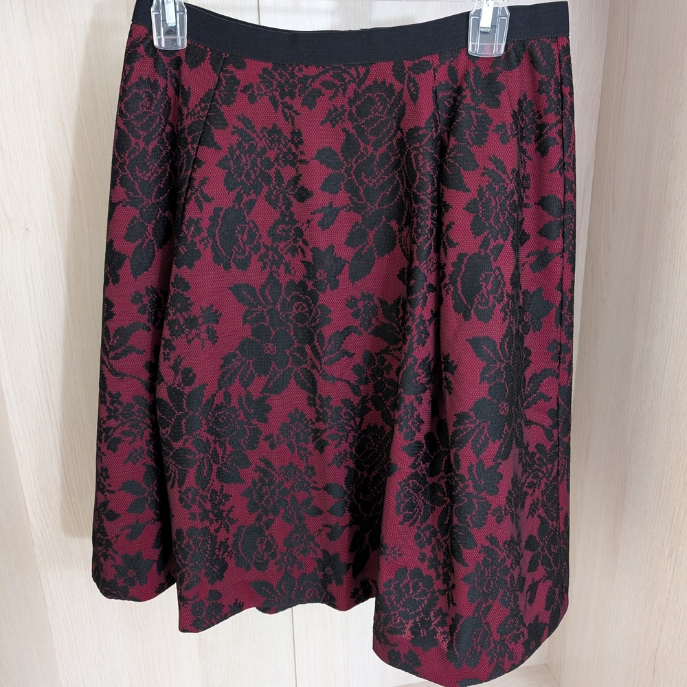 WHBM Floral Patterned Skirt - Red and Black